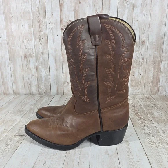 Laredo Women's Brown Leather Western Cowboy Boots 5.5D Made in‎ USA womens 7 - Picture 2 of 8